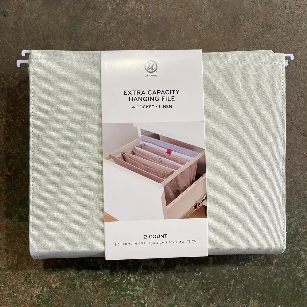 Hanging File Extra Capacity 4 Pocket Linen 2 Pack Standard Size